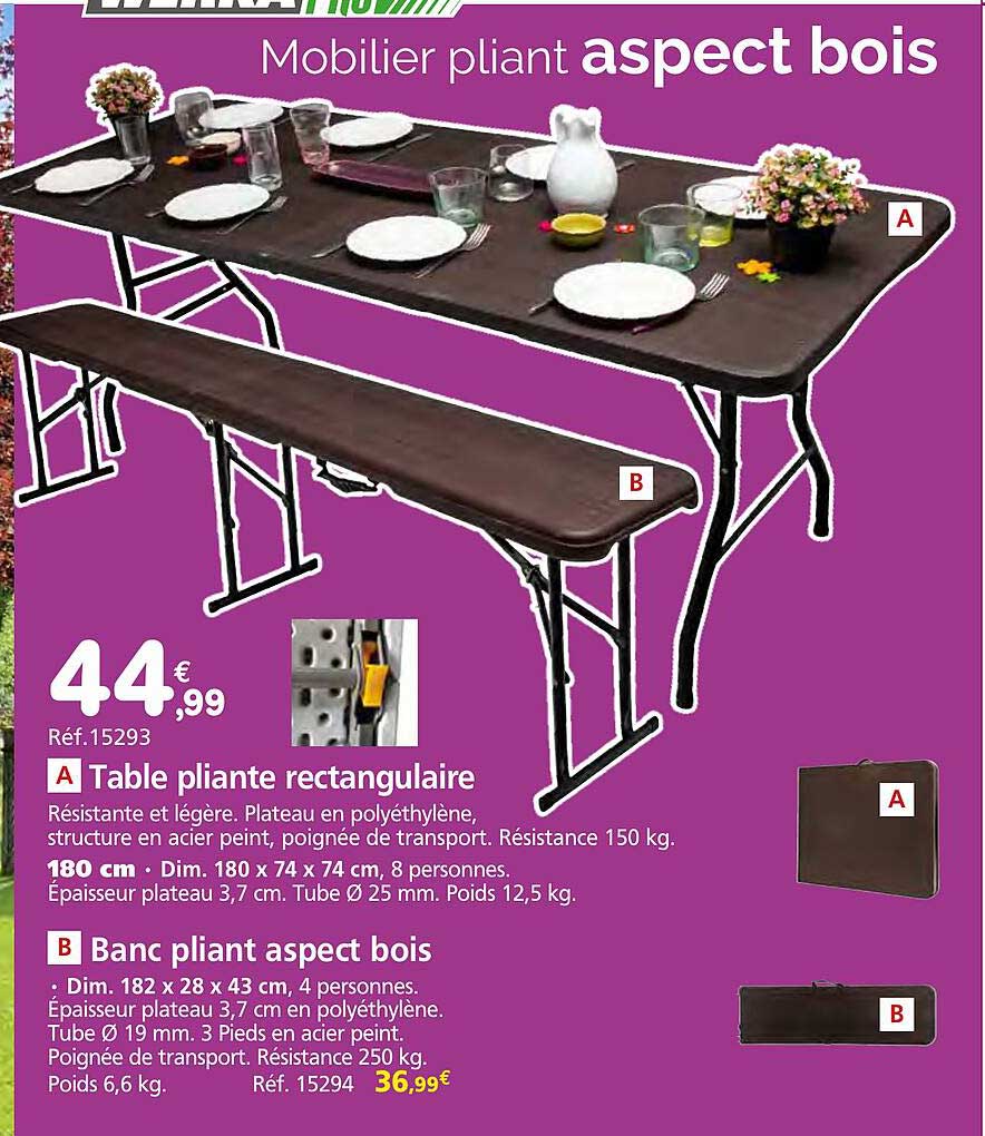 A Table pliante rectangulaire