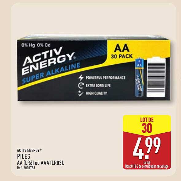 ACTIV ENERGY PILES AA (LR6) ou AAA (LR03)