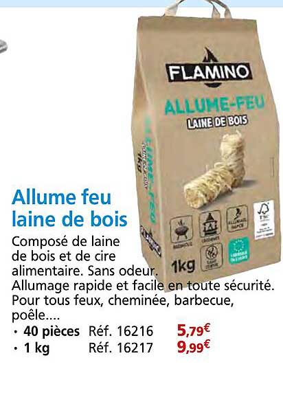 Allume feu laine de bois