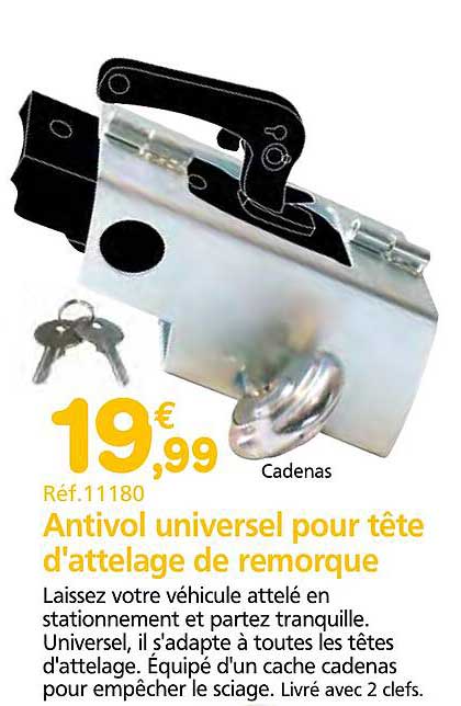 Antivol universel pour tête d'attelage de remorque