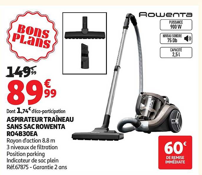 ASPIRATEUR TRAÎNEAU SANS SAC ROWENTA R04B30EA