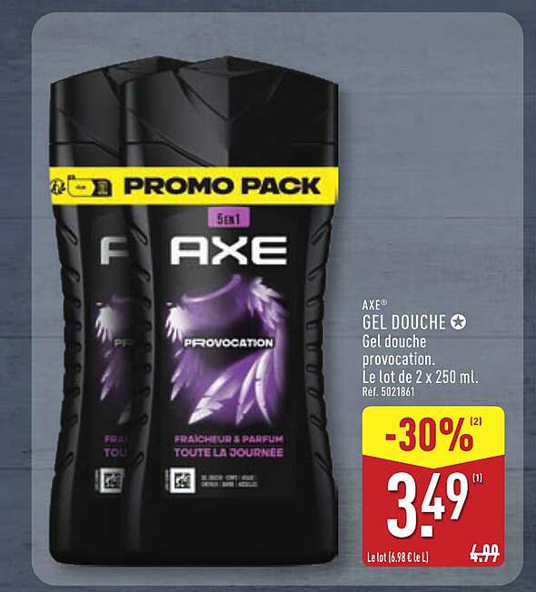 AXE GEL DOUCHE Gel douche provocation. Le lot de 2 x 250 ml.