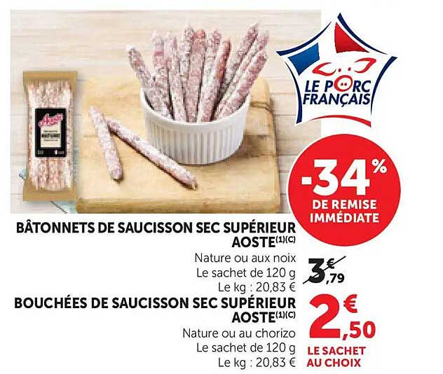 BÂTONNETS DE SAUCISSON SEC SUPÉRIEUR AOSTE