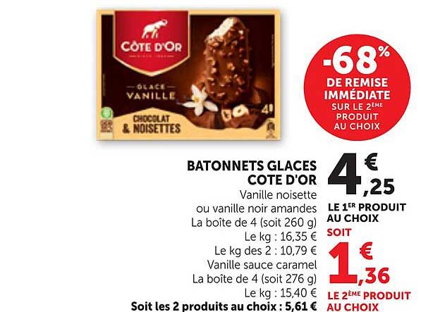 BATONNETS GLACES COTE D'OR
