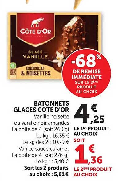 BATONNETS GLACES COTE D'OR