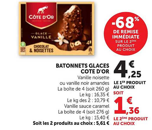 BATONNETS GLACES COTE D'OR
