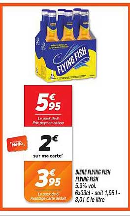 BIÈRE FLYING FISH FLYING FISH 5,9% vol. Le pack de 6 Prix payé en caisse