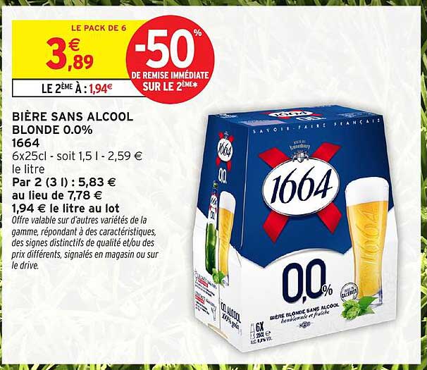 BIÈRE SANS ALCOOL BLONDE 0.0% 1664
