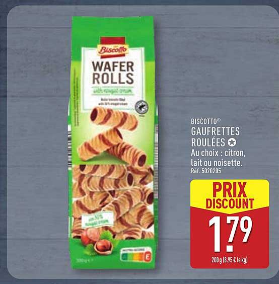 BISCOTTO® GAUFRETTES ROULÉES - Au choix : citron, lait ou noisette.