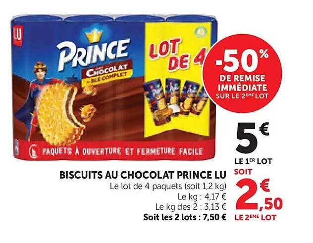 BISCUITS AU CHOCOLAT PRINCE LU