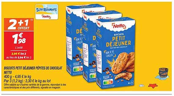 BISCUITS PETIT DÉJEUNER PÉPITES DE CHOCOLAT NETTO