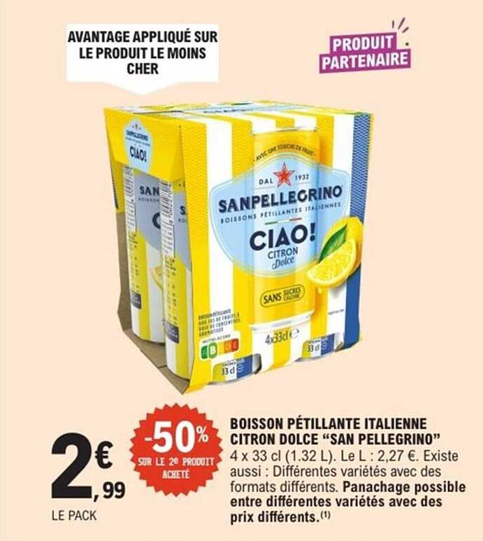 BOISSON PÉTILLANTE ITALIENNE CITRON DOLCE “SAN PELLEGRINO”
