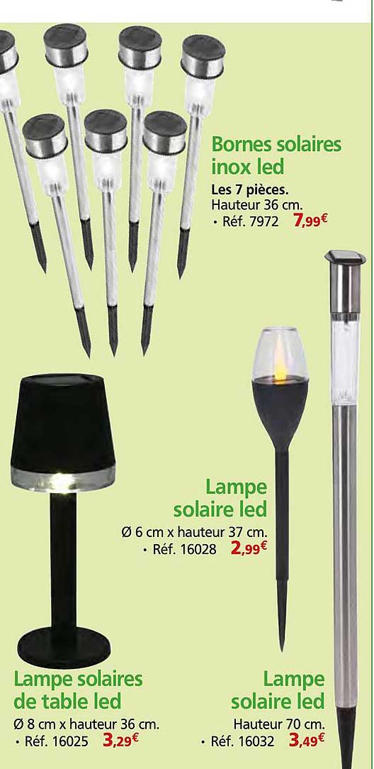 Bornes solaires inox led