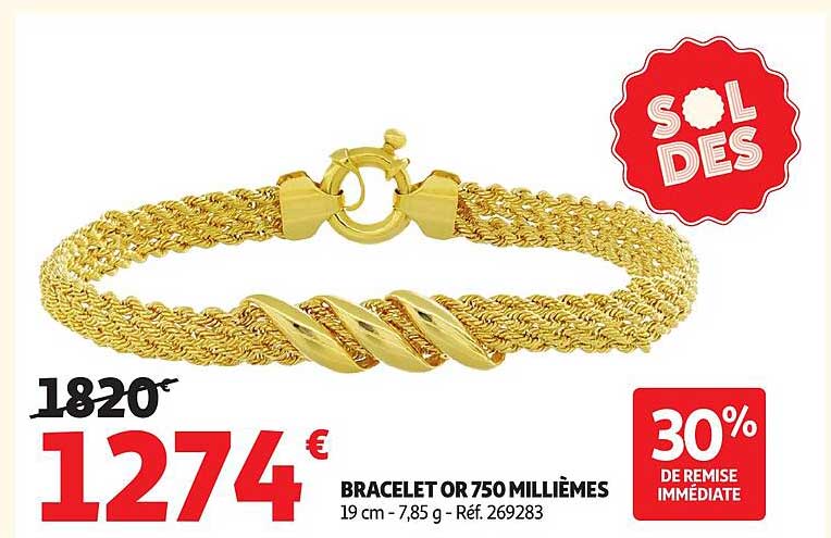 BRACELET OR 750 MILLlÈMES 19 cm - 7,85 g - Réf. 269283