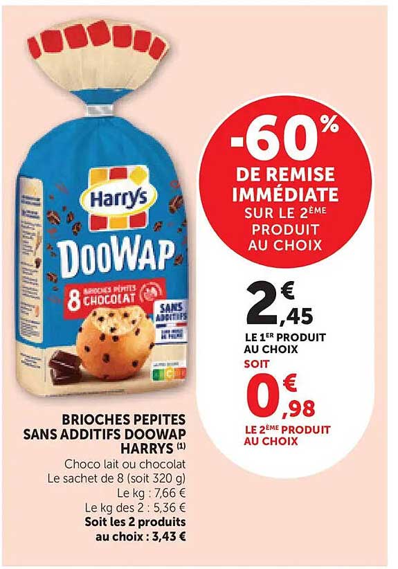 BRIOCHES PEPITES SANS ADDITIFS DOOWAP HARRYS