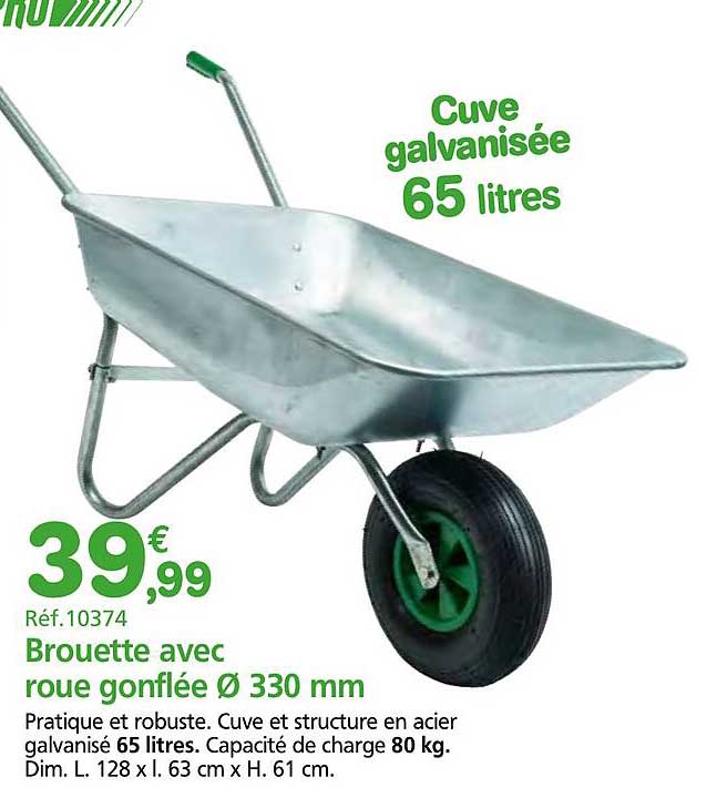 Brouette avec roue gonflée Ø 330 mm