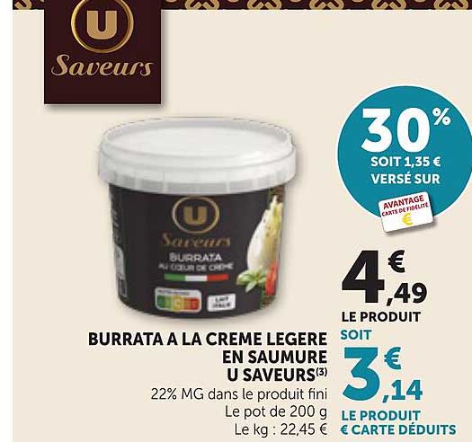 BURRATA A LA CREME LEGERE EN SAUMURE U SAVEURS(3)