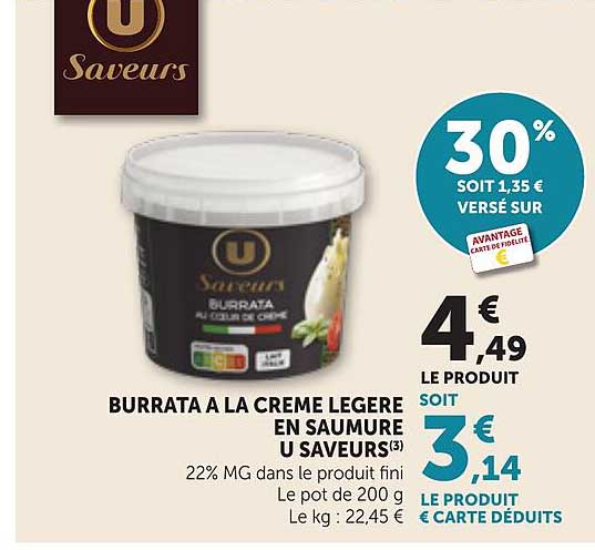 BURRATA A LA CREME LEGERE EN SAUMURE U SAVEURS(3)