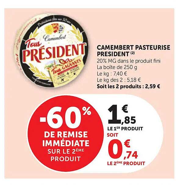 CAMEMBERT PASTEURISÉ PRÉSIDENT