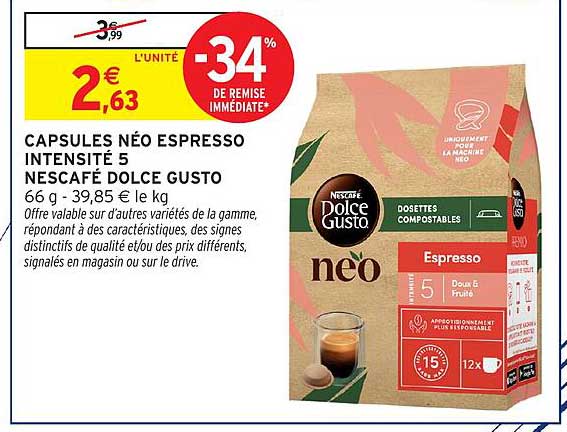 CAPSULES NÉO ESPRESSO INTENSITÉ 5 NESCAFÉ DOLCE GUSTO