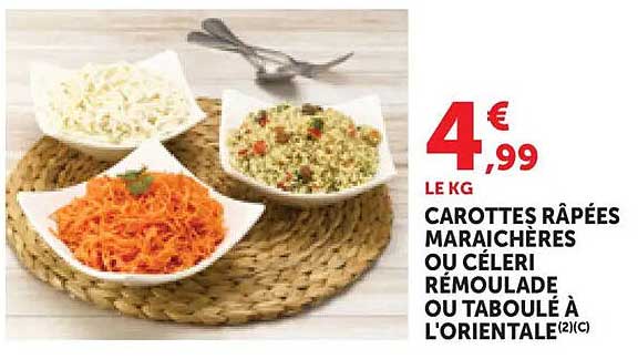 CAROTTES RÂPÉES MARAICHÈRES OU CÉLERI RÉMOULADE OU TABOULÉ À L'ORIENTALE