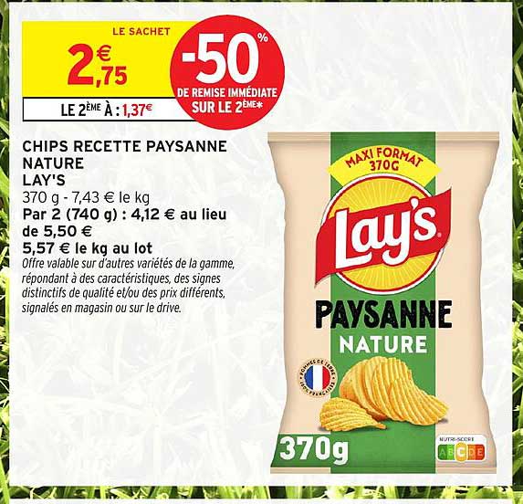 CHIPS RECETTE PAYSANNE NATURE LAY'S