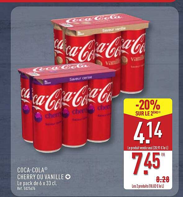 COCA-COLA® CHERRY OU VANILLE ⭐ Le pack de 6 x 33 cl.