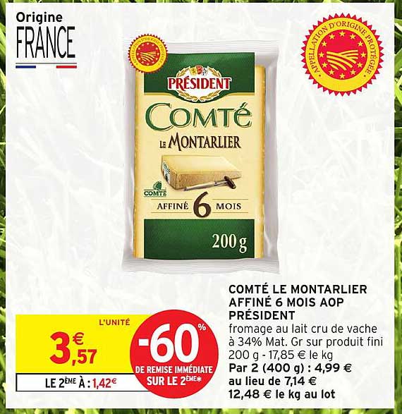 COMTÉ LE MONTARLIER AFFINÉ 6 MOIS AOP PRÉSIDENT