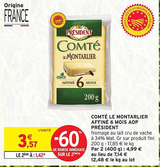 COMTÉ LE MONTARLIER AFFINÉ 6 MOIS AOP PRÉSIDENT