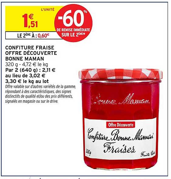 CONFITURE FRAISE OFFRE DÉCOUVERTE BONNE MAMAN