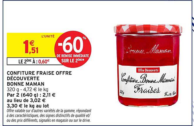 CONFITURE FRAISE OFFRE DÉCOUVERTE BONNE MAMAN