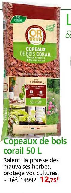 Copeaux de bois corail 50 L