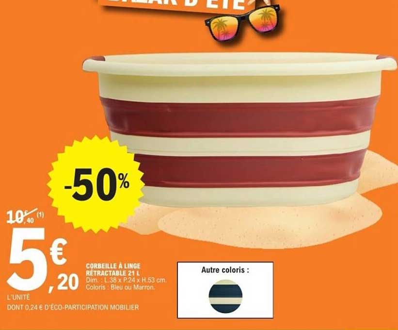 CORBEILLE À LINGE RÉTRACTABLE 21 L