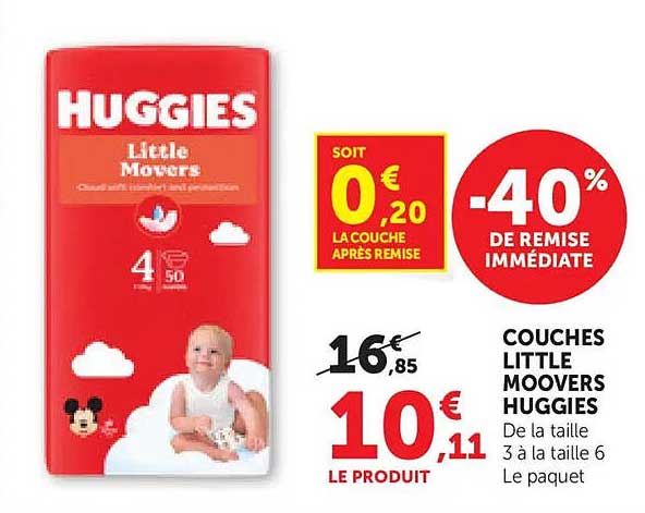COUCHES LITTLE MOVERS HUGGIES