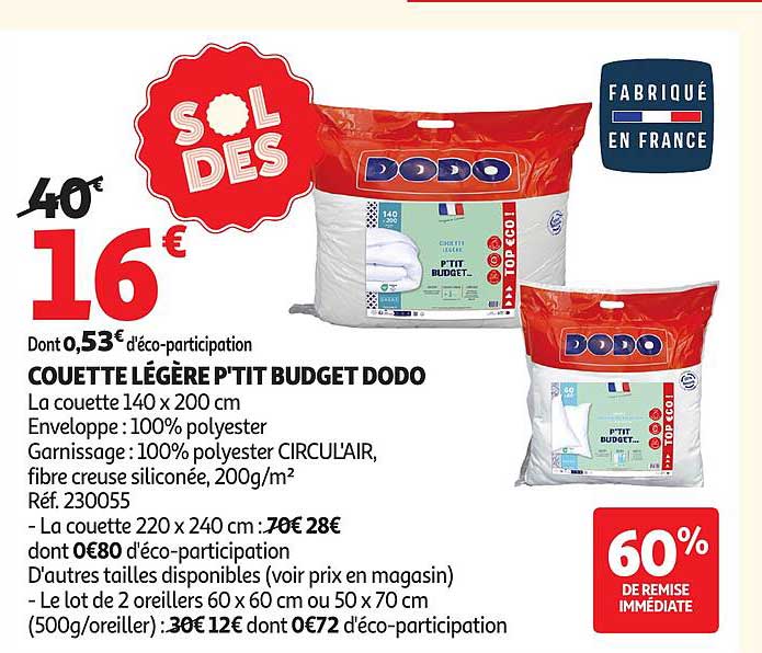 COUETTE LÉGÈRE P'TIT BUDGET DODO