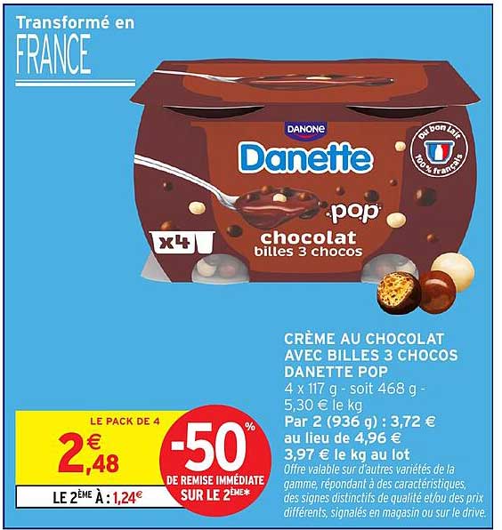 CRÈME AU CHOCOLAT AVEC BILLES 3 CHOCOS DANETTE POP