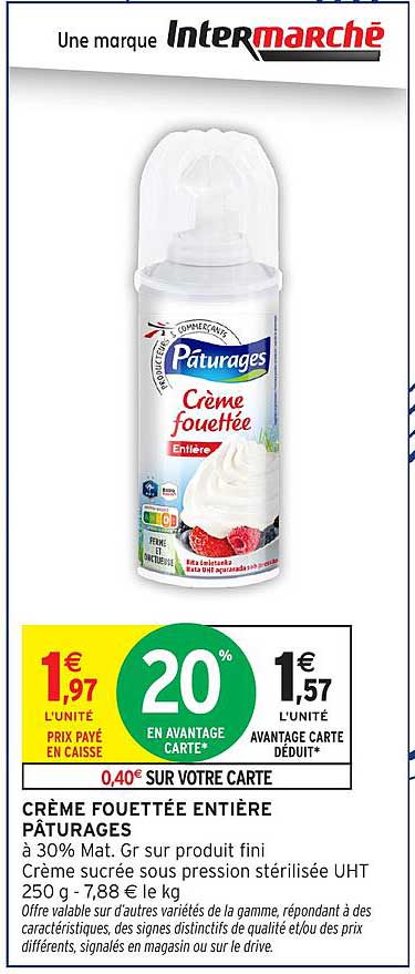 CRÈME FOUETTÉE ENTIÈRE PÂTURAGES