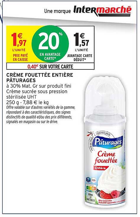CRÈME FOUETTÉE ENTIÈRE PÂTURAGES