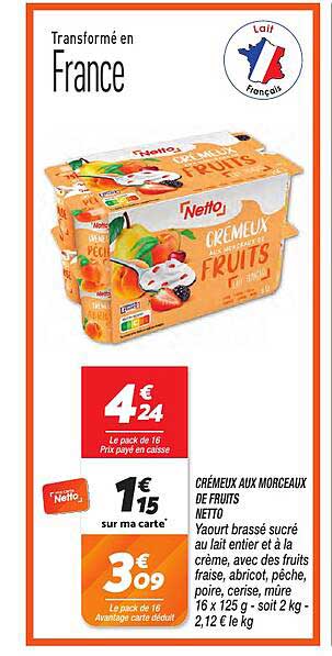 CRÉMEUX AUX MORCEAUX DE FRUITS NETTO