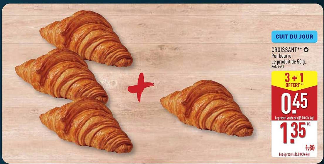 CROISSANT** Pur beurre. Le produit de 50 g. Ref. 3441