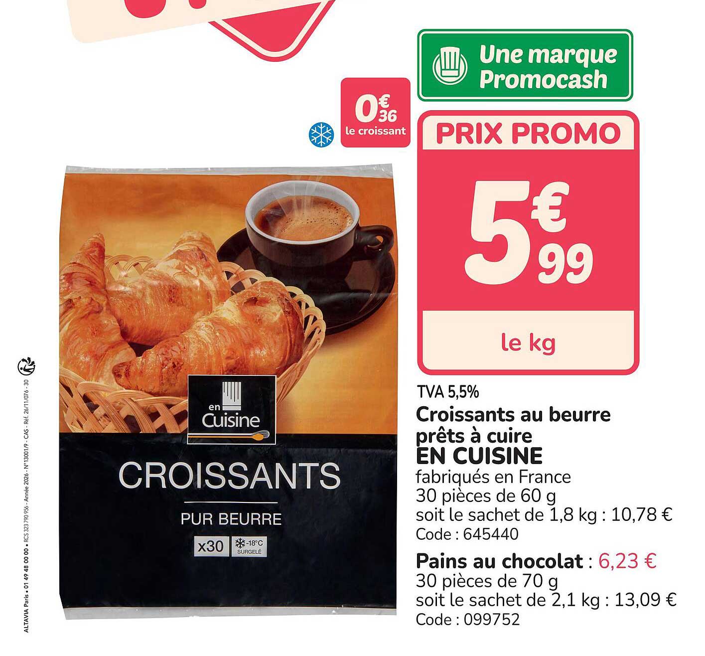 Croissants au beurre prêts à cuire EN CUISINE