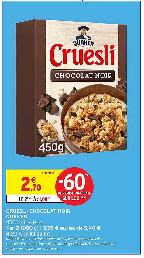 CRUESLI CHOCOLAT NOIR QUAKER
