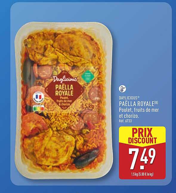 DAYLICIOUS® PAËLLA ROYALE(B) Poulet, fruits de mer et chorizo. Réf. 6733