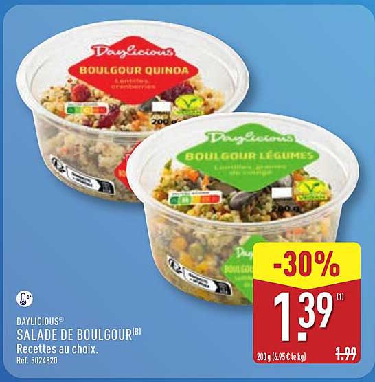 DAYLICIOUS® SALADE DE BOULGOUR(B) Recettes au choix.