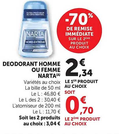 DEODORANT HOMME OU FEMME NARTA(A)