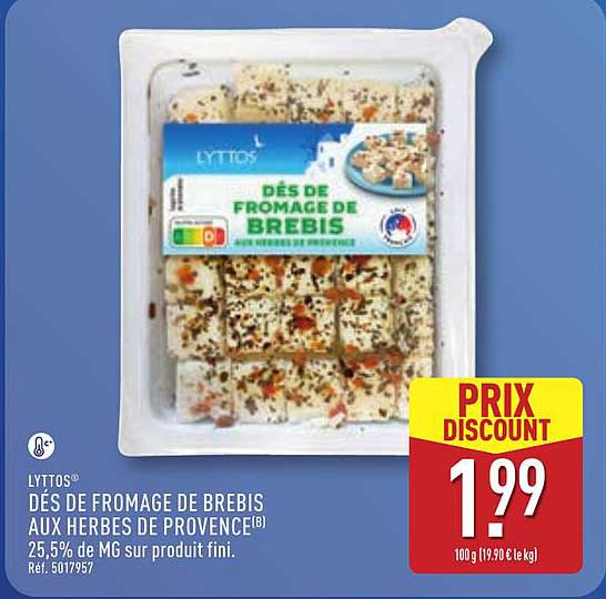 DÉS DE FROMAGE DE BREBIS AUX HERBES DE PROVENCE(B)