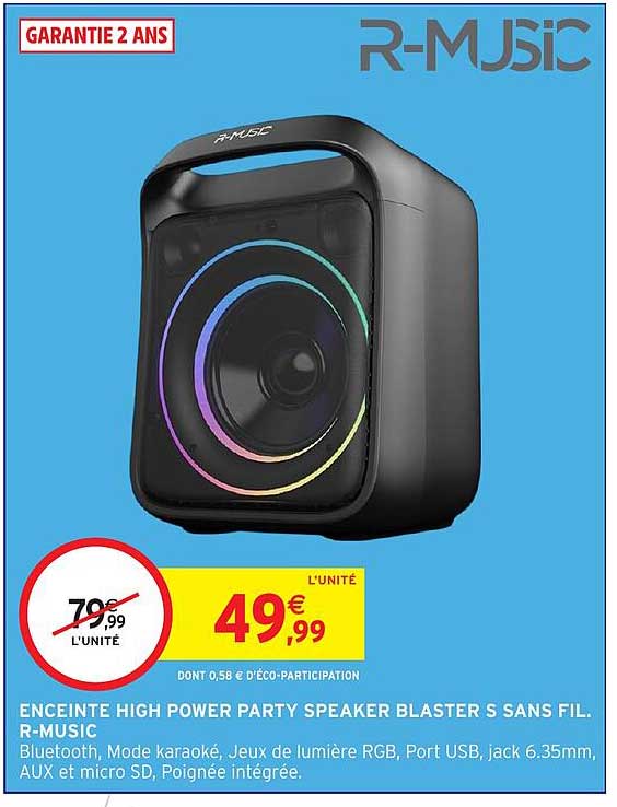 ENCEINTE HIGH POWER PARTY SPEAKER BLASTER S SANS FIL. R-MUSIC