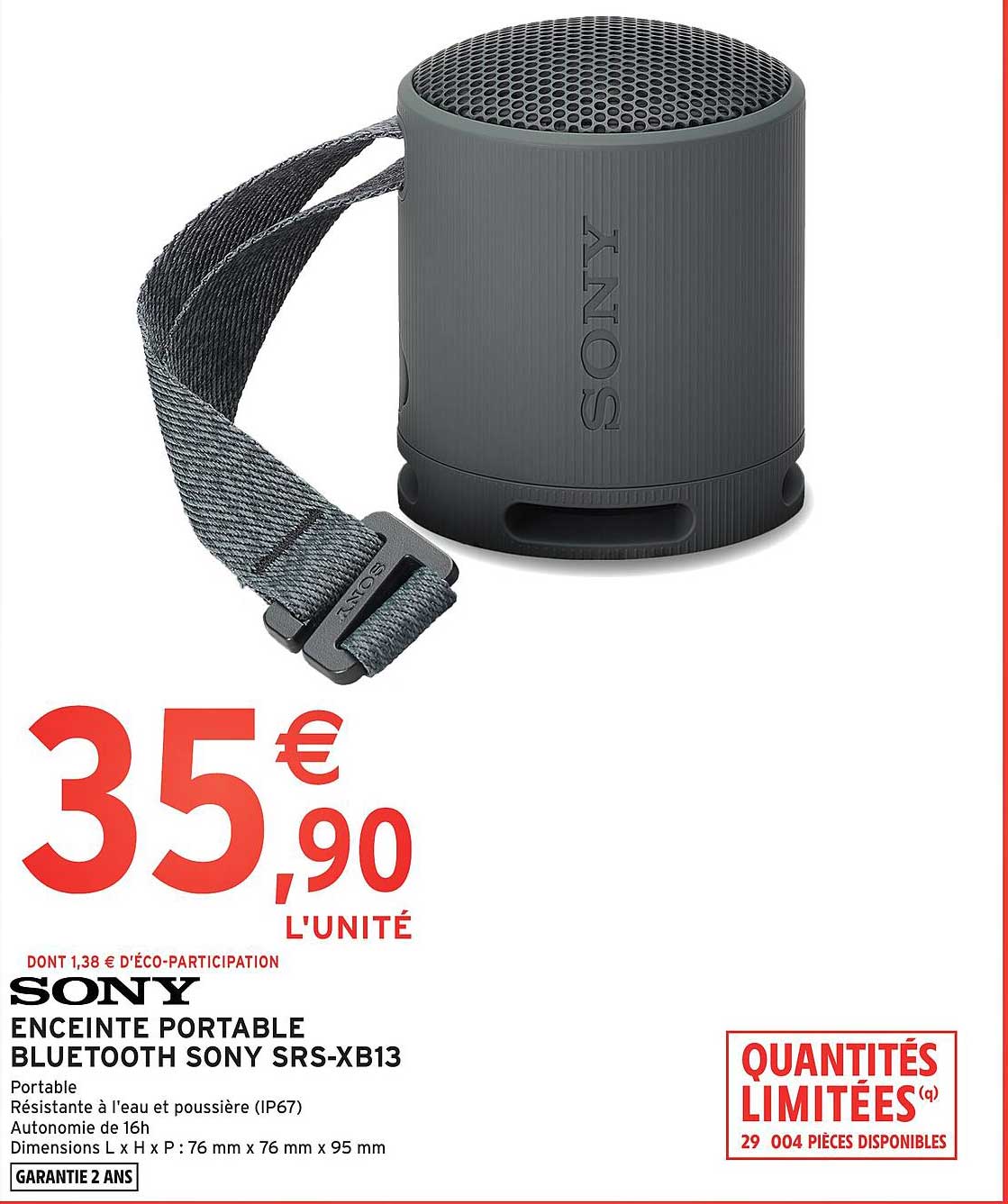 ENCEINTE PORTABLE BLUETOOTH SONY SRS-XB13