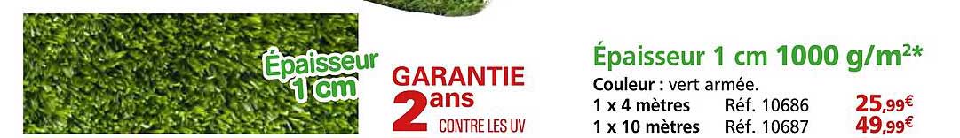 Épaisseur 1 cm 1000 g/m²*