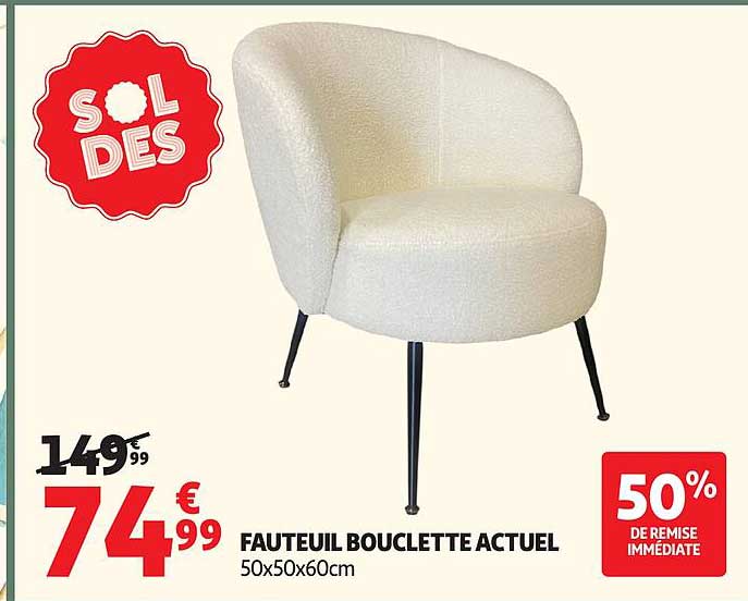 FAUTEUIL BOUCLETTE ACTUEL 50x50x60cm